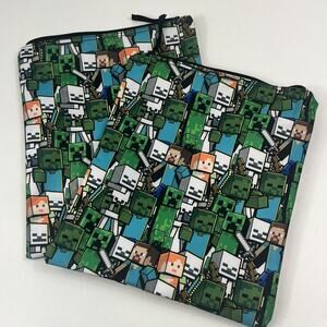 Minecraft Zipper Pouch Insulated Lunch Bag Set x2 Characters Polyester Kids 2023